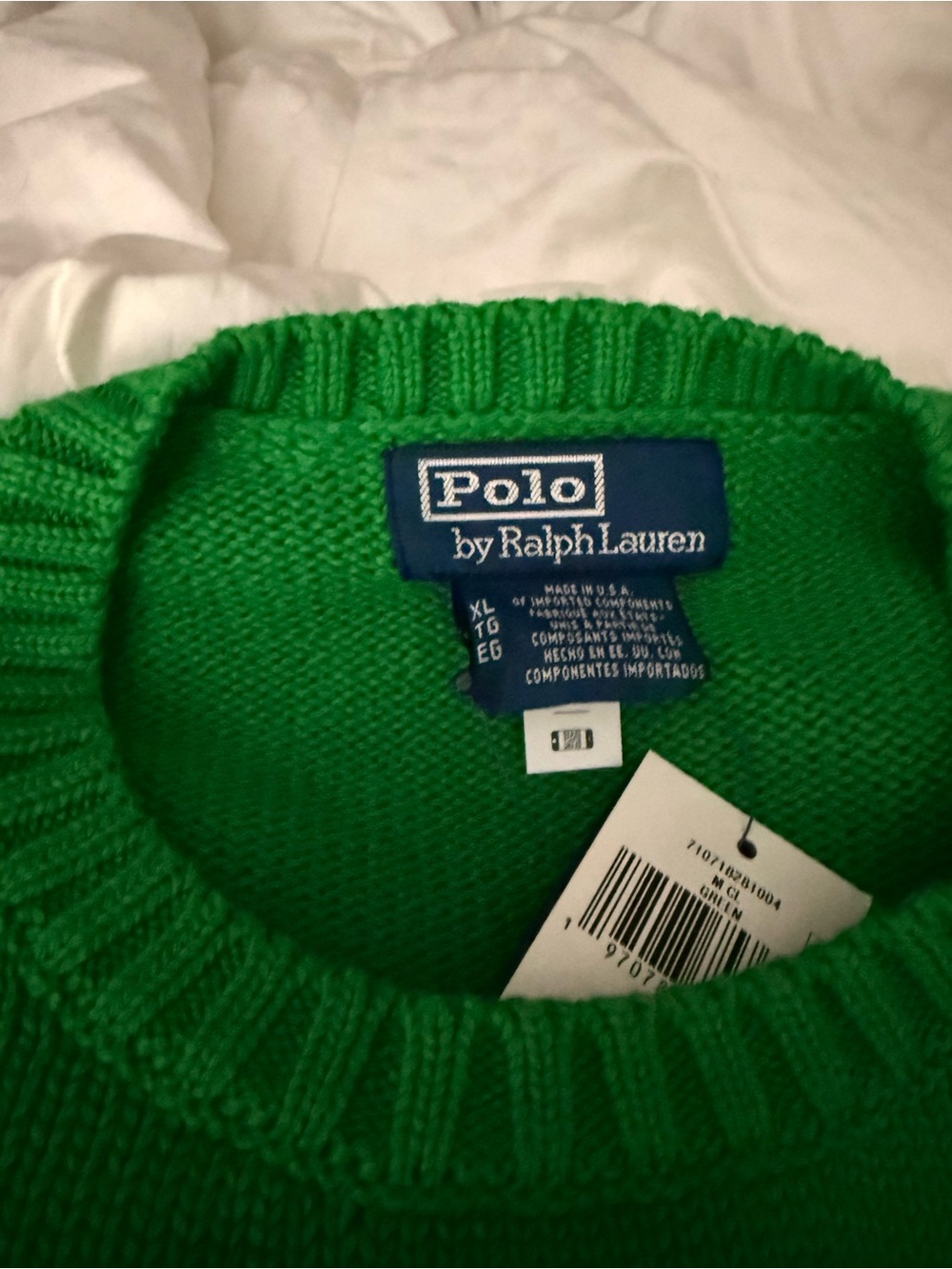 Ralph Lauren Green Crewneck Sweater with Flag Knit - Picture 2 of 4